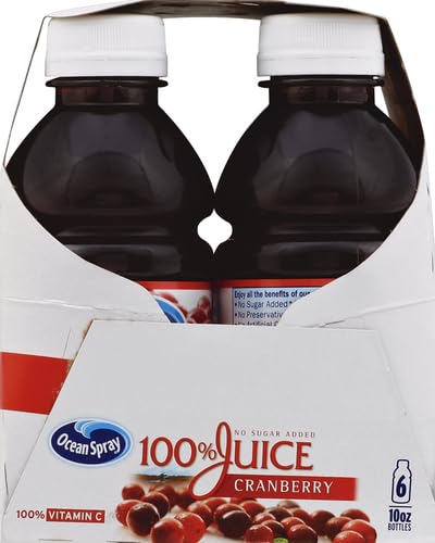Ocean Spray 100% Juice Cranberry Juice Blend, 10 Fl Oz, 6 Count (Pack of 1)