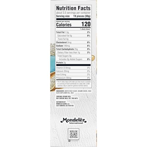 GOOD THINS Sesame Rice Snacks Gluten Free Crackers, Snack Crackers, 3.5 oz (Pack of 2)