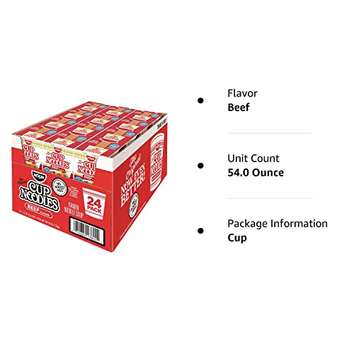 Nissin Cup Noodles Beef Flavor Soup, 2.5 Ounce (Pack of 24)