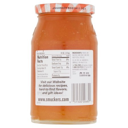 Smucker's, Peach Preserves, 18oz Jar (Pack of 2)