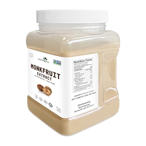 Morning Pep Monk Fruit Extract Sweetener, Non-GMO, Keto Certified, 10 oz, Zero Calories, No Erythritol, Over 900 Servings