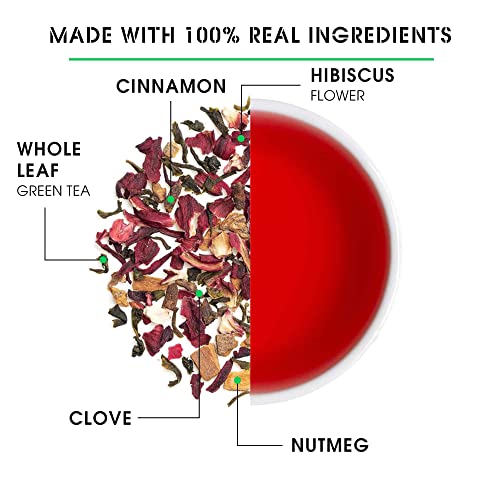 Teabox ORGANIC Hibiscus Cinnamon Clove Green Tea Bags 100 pcs | 100% Natural Hibiscus, Cinnamon & Clove