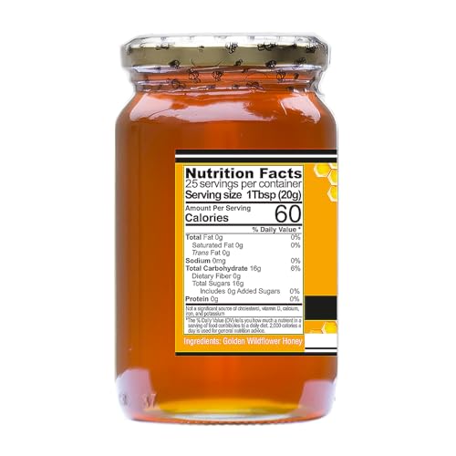 Nature'S Goodness Golden Wildflower Honey In Glass Jar - Pure Real Honey For Tea, Baking & Cooking - 17.6 Oz (6 Pack) - 6.6 Poun