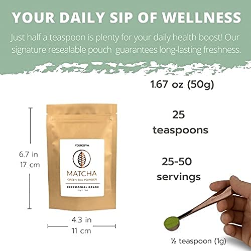 Matcha Green Tea Powder, Ceremonial Grade, Farm To Cup In Small Batches Straight From Japan, 1.76 Oz