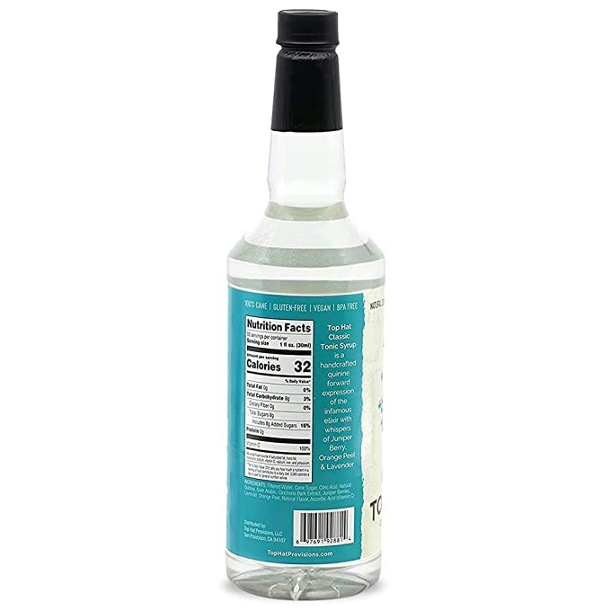 Top Hat Provisions Classic Tonic Syrup, 32oz Bottles, 2 Pack, Quinine Tonic Water Concentrate for Homemade Tonic Water