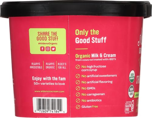 Aldens, Organic Strawberry Ice Cream, 48 oz (Frozen)