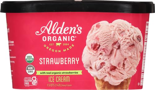 Aldens, Organic Strawberry Ice Cream, 48 oz (Frozen)