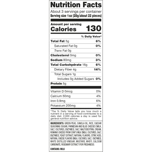 Harvest Snaps Veggie Chips (Green Pea Snack Crisps Caesar, 3.3 Oz) | Powered By Plant Protein, Gluten Free, Non-Gmo Baked Vegeta