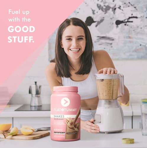 Flat Tummy Tea Meal Replacement Shake - Chocolate, 20 Servings, EBT Eligible - Plant Based Protein Powder for Women - Vitamins &