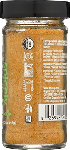 Spicely Organic Curry Powder 1.70 Ounce Jar Certified Gluten Free