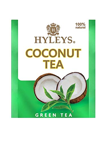 HYLEYS Tea Natural Coconut Green Tea - 25 Tea Bags, GMO Free, Gluten Free, Dairy Free, Sugar Free, 100% Natural