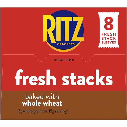 RITZ Fresh Stacks Whole Wheat Crackers, Bulk Travel Snacks, Holiday Crackers, 6 Boxes (48 Multi Snack Packs)