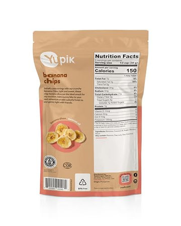 Yupik Sweetened Banana Chips, 5.5 Oz, Gluten-Free, Kosher, Dried Fruits, Sweet Crunchy Snacks, Lightly Sweetened Dried Banana Sl
