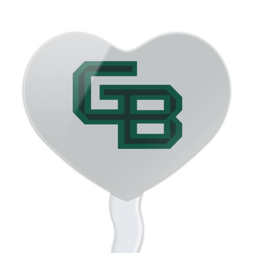 GRAPHICS & MORE Cupcake Picks Set of 6, Acrylic, University of Wisconsin Green Bay, Heart Love Design, Model CUPT.HRT.ACR.6PK.CLCWGB500B