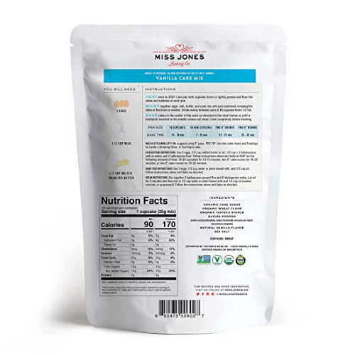 Miss Jones Baking Organic Yellow Cake And Cupcake Mix, Non-Gmo, Vegan-Friendly, Moist And Fluffy: Vanilla (Pack Of 2)