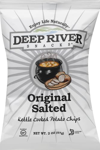 Deep River Snacks Original Sea Salt Kettle Cooked Potato Chips, 2 Ounce (Pack of 24) - Crunchy, Flavorful Snack for Any Occasion