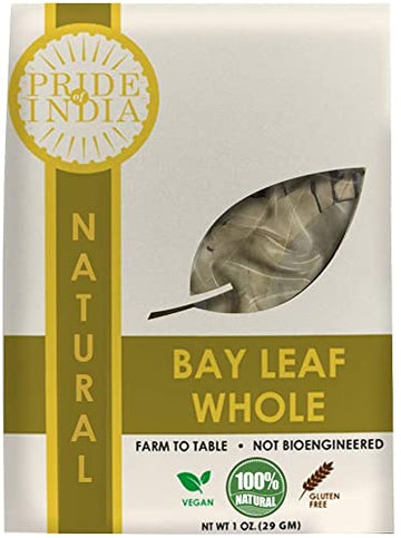 Pride Of India Natural Bay Leaf Whole- 1 Oz (29 Gm) Resealable Pouch- Certified Pure & Premium Quality Whole Spice - Best Used I