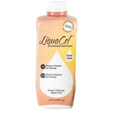 GLOBAL HEALTH PRODUCTS LiquaCel Peach Mango Liquid Protein, 16g Protein, Sugar & Gluten Free, 32 Fl Oz