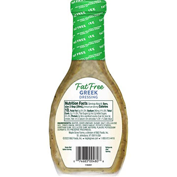 Maple Grove Farms Fat Free Salad Dressing, Greek, 8 Ounce