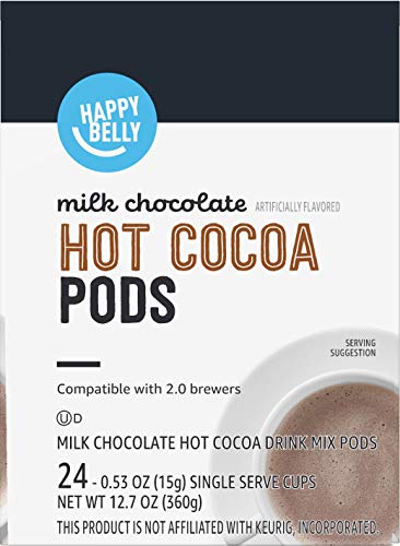 Happy Belly Hot Cocoa Pods, Milk Chocolate, 24 Count, Rich Brown