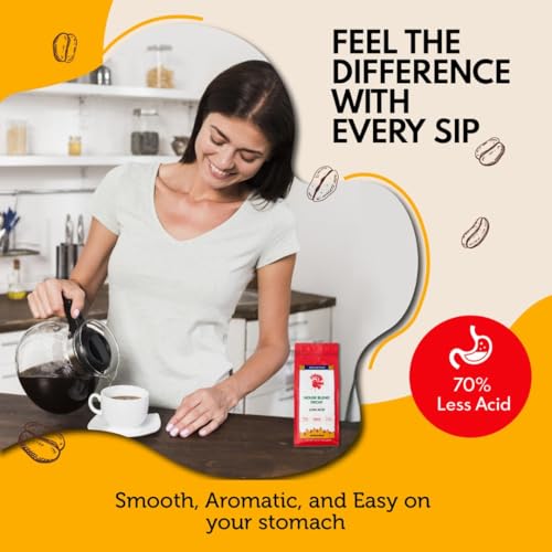 Puroast Low Acid Coffee , Whole Bean , Decaf House Blend , Medium Roast , Certified Low Acid Coffee , Ph 5.5+ , Gut Health , 2.2