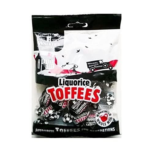 Walkers Nonsuch Liquorice Toffees - Traditional British Candy with Condensed Milk & Black Treacle - 5.3 Oz (Pack of 2) - Black