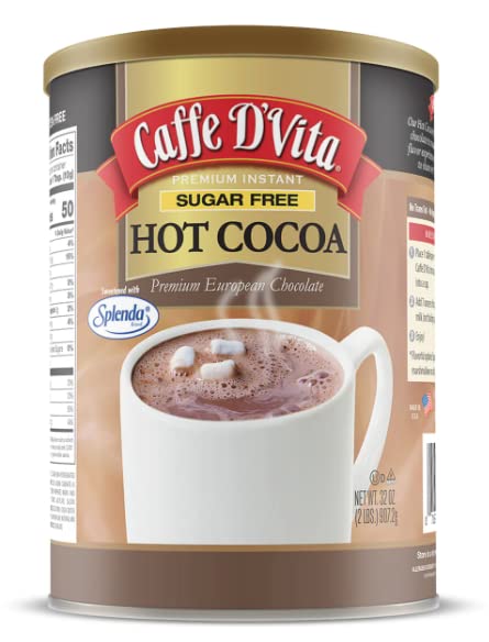 Caffe Dvita Sugar Free Hot Cocoa Mix - Sugar Free Hot Chocolate Mix, Gluten Free, Low Fat, No Cholesterol, No Hydrogenated Oils,
