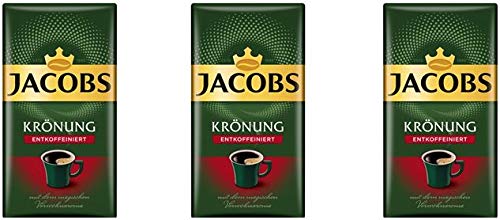 Jacobs Kronung Entkoffeiniert Decaf Ground Coffee 500 Gram / 17.6 Ounce (Pack Of 3)