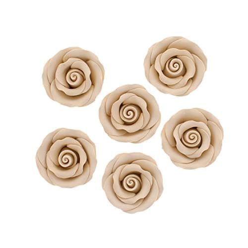 Global Sugar Art Premium Edible Roses, Unwired, 1.5 inches, Ivory, 12 Count by Chef Alan Tetreault