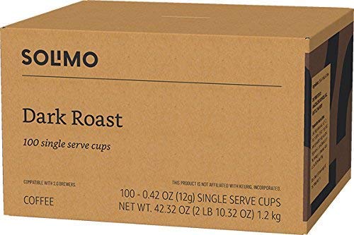 large online retailer Brand - Solimo Dark Roast Coffee Pods Compatible with Keurig 2.0, 100 Count, Pack of 1