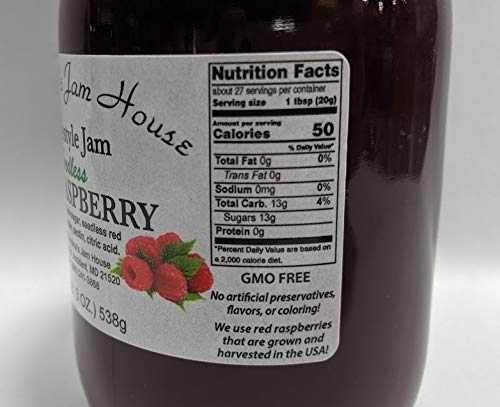 Grandmas Jam House, Homestyle Red Raspberry Jam, Seedless, 1 Pint (1 Jar)