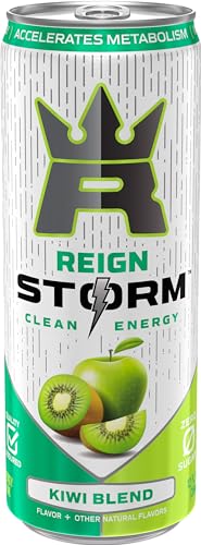 REIGN Storm Kiwi Blend Fitness Energy Drink, 12 Fl Oz, Pack of 12, 12 Servings