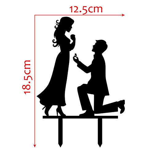 YAMI COCU Wedding Cake Topper, Funny Love Couple Design, Acrylic, Black, 1 Count
