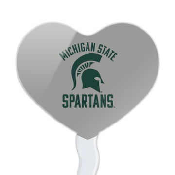 GRAPHICS & MORE Cupcake Toppers Set of 6, Acrylic, Michigan State Spartans Heart Love Design