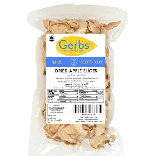 Gerbs Dried New England Apple Slices - 2 LBS. - No Sugar Added, Unsulfured & Preservative Free - Top 14 Allergy Free & NON GMO -