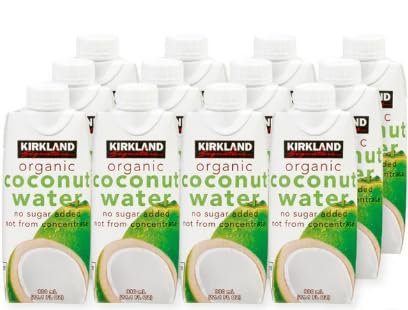 Kirkland Signature Organic Coconut Water, 11.1 oz (Pack of 12) - Refreshing Natural Hydration, Non-GMO, Vegan, Gluten-Free