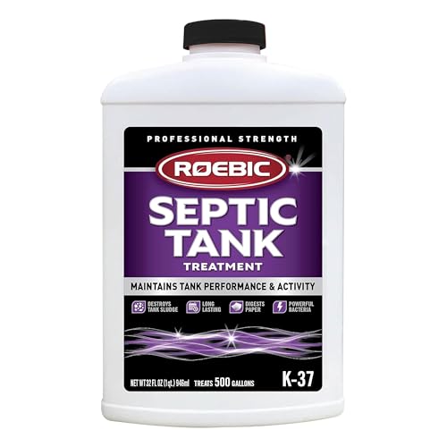 Roebic K-37-Q Septic Tank Treatment Removes Clogs, Environmentally Friendly Bacteria Enzymes Safe For Toilets, Works For 1 Year,
