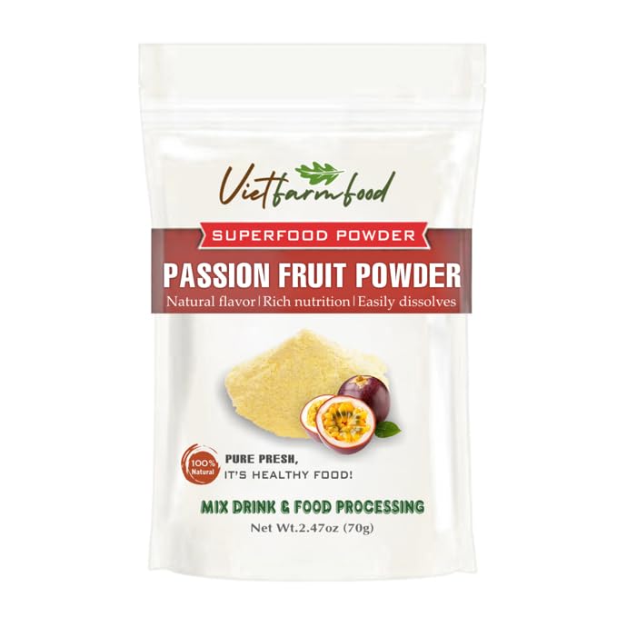 PASSION FRUIT POWDER 2.47 Oz (70g) VIETFARMFOOD: Freeze-Dried Extracted From 100% Pure, Sugar-Free. Used To Mix Mixed Drinks Fre