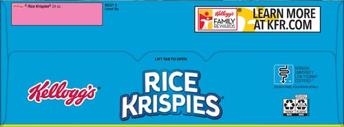 Kelloggs Rice Krispies Cold Breakfast Cereal, 8 Vitamins and Minerals, Rice Krispies Treats, Giant Size, Original, 24oz Box (1