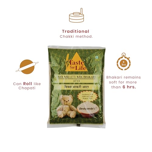 Taste For Life Mix Bhakari Atta - Blend Of Millets For Delicious Bhakari Rotis 500G