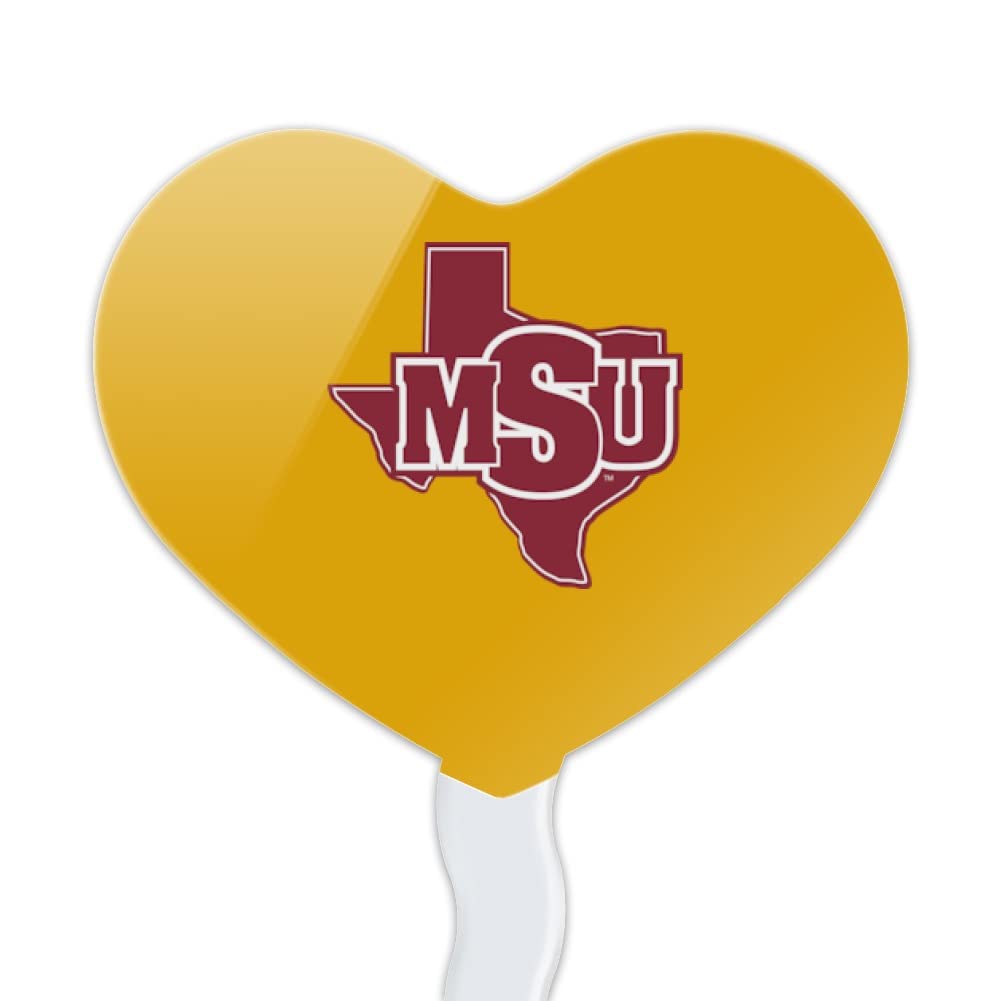 GRAPHICS & MORE Cupcake Picks Set of 6, Acrylic, Midwestern State University, Heart Design, One Size