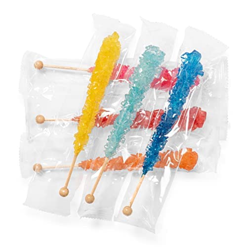 Candy Envy - Magical Rainbow Rock Candy Sugar Sticks - 36 Indiv. Wrapped - Assorted Colors