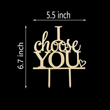 I Choose You Wedding Cake Topper For Wedding/Engagement/Marriage Party Decorations, Mirror Gold Acrylic