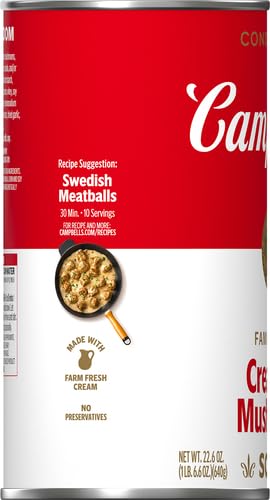 Campbells Condensed Cream of Mushroom Soup, 22.6 oz Family Size Can