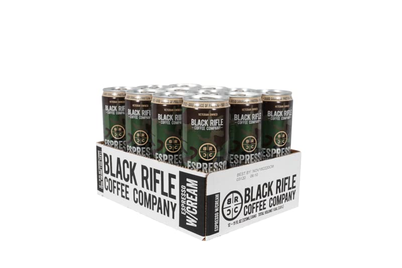 Black Rifle Coffee Ready To Drink Espresso with Cream, 12 Count, 11 Fl Oz, Gluten Free, 200mg Caffeine, Supports Veterans