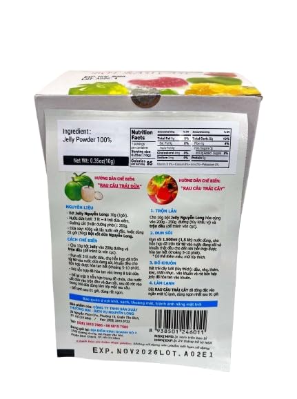 Dragon Coconut Jelly Powder -Bot Rau Cau- 12 packs x 0.35oz