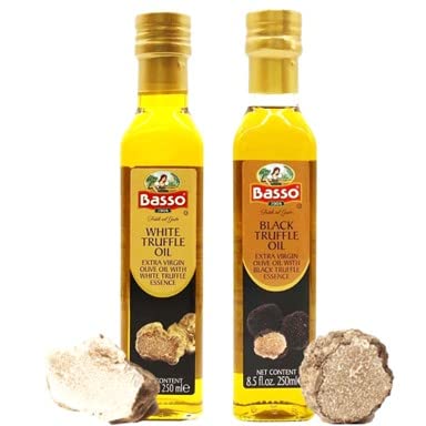 Black & White Truffle Oil Set, Large Bottle Size, 2 Bottles X 8.5Oz (250 Ml), High Concentrate,