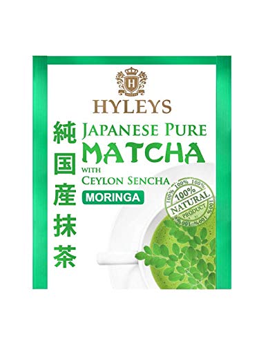 Hyleys Matcha Tea Bags With Moringa Oleifera - 25 Tea Bags (Japanese Pure Matcha Wellness Green Tea)