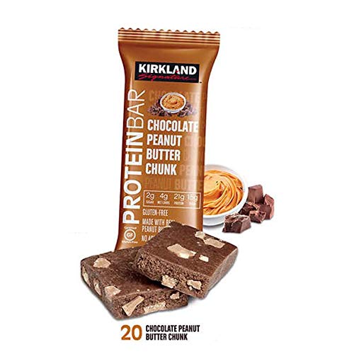 Kirkland Signature Protein Bars, Chocolate Peanut Butter Chunk, 20 Count, 2.12 oz - High Protein Snack, Ideal for On-the-Go Energy