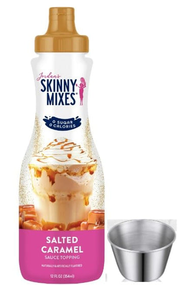 Salted Caramel Syrup Sauce For Coffee - Sugar Free Zero Calories + Mini Sauce Cup - Gluten-Free, Keto Friendly, Skinny Syrup (Sa